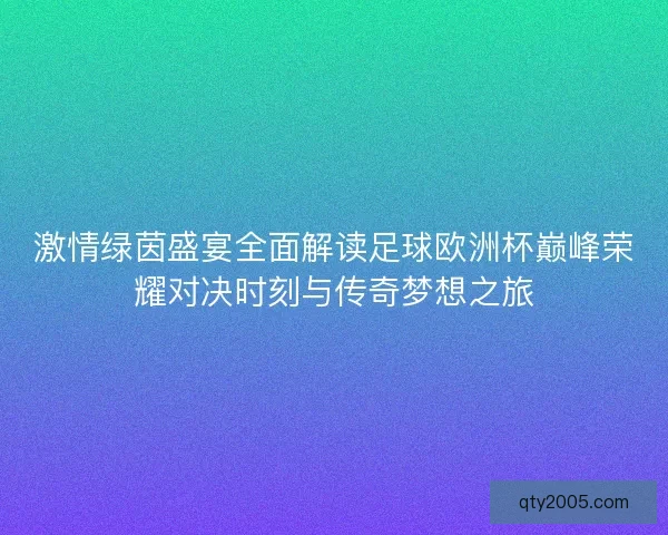 激情绿茵盛宴全面解读足球欧洲杯巅峰荣耀对决时刻与传奇梦想之旅